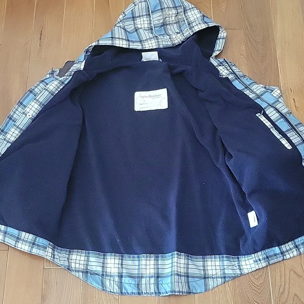 Hanna Andersson Waterproof Blue Plaid Lined Coat‎ 10